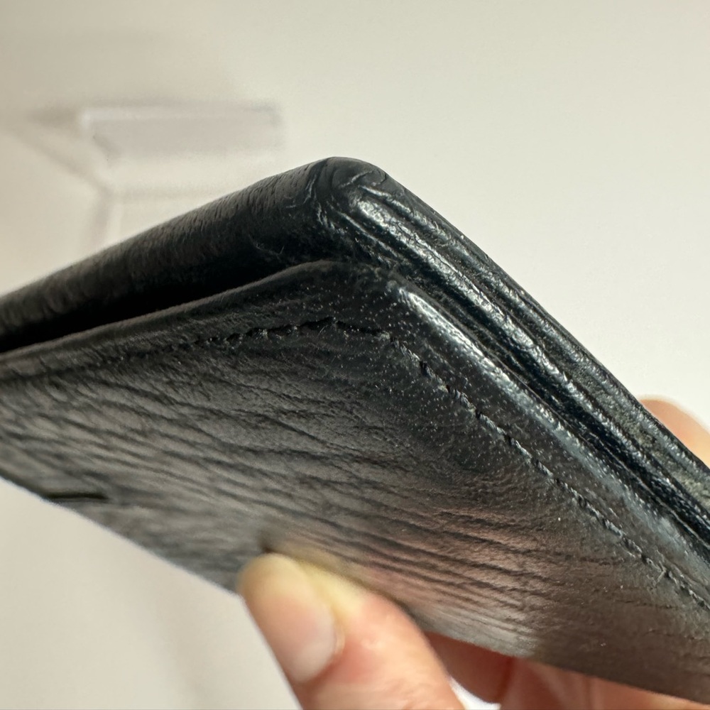 ๐#176 Burberrys Vintage Black Leather Bifold ID Card Holder Wallet - Picture 12 of 14